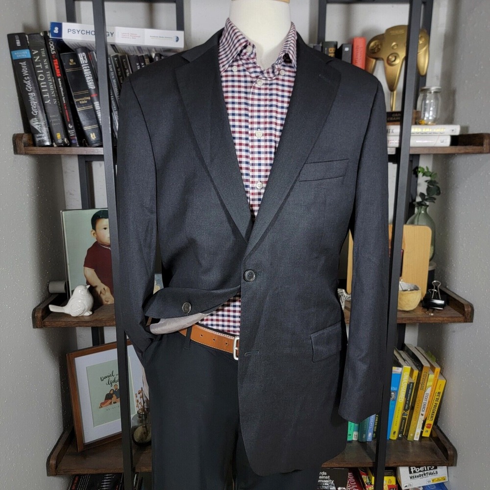 Hugo Boss Pasolinl movie Men's Sport Coat Blazer Two Button Black Charcoal 42L‎